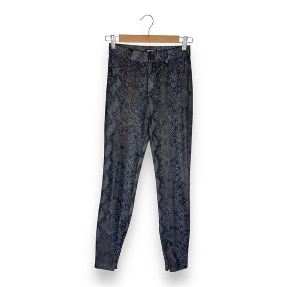 Zara Trafaluc Women's Snake Skin Print Leggings Size XS Blue Black Zipper Leg - Picture 1 of 7